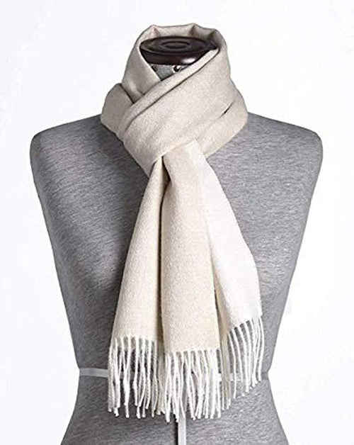 Alpaca wool light beige double sided scarf