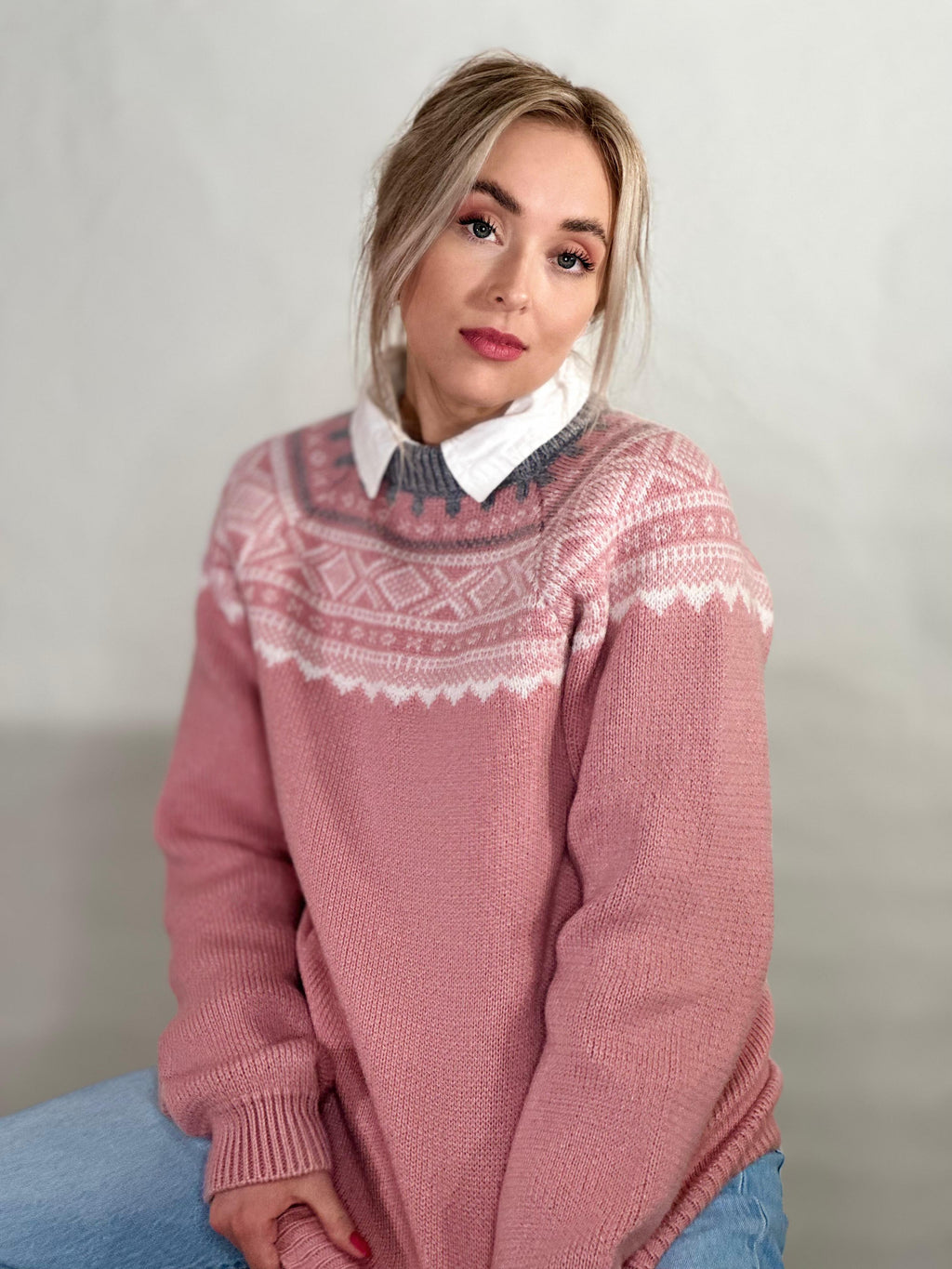 Alpakka genser i rosa