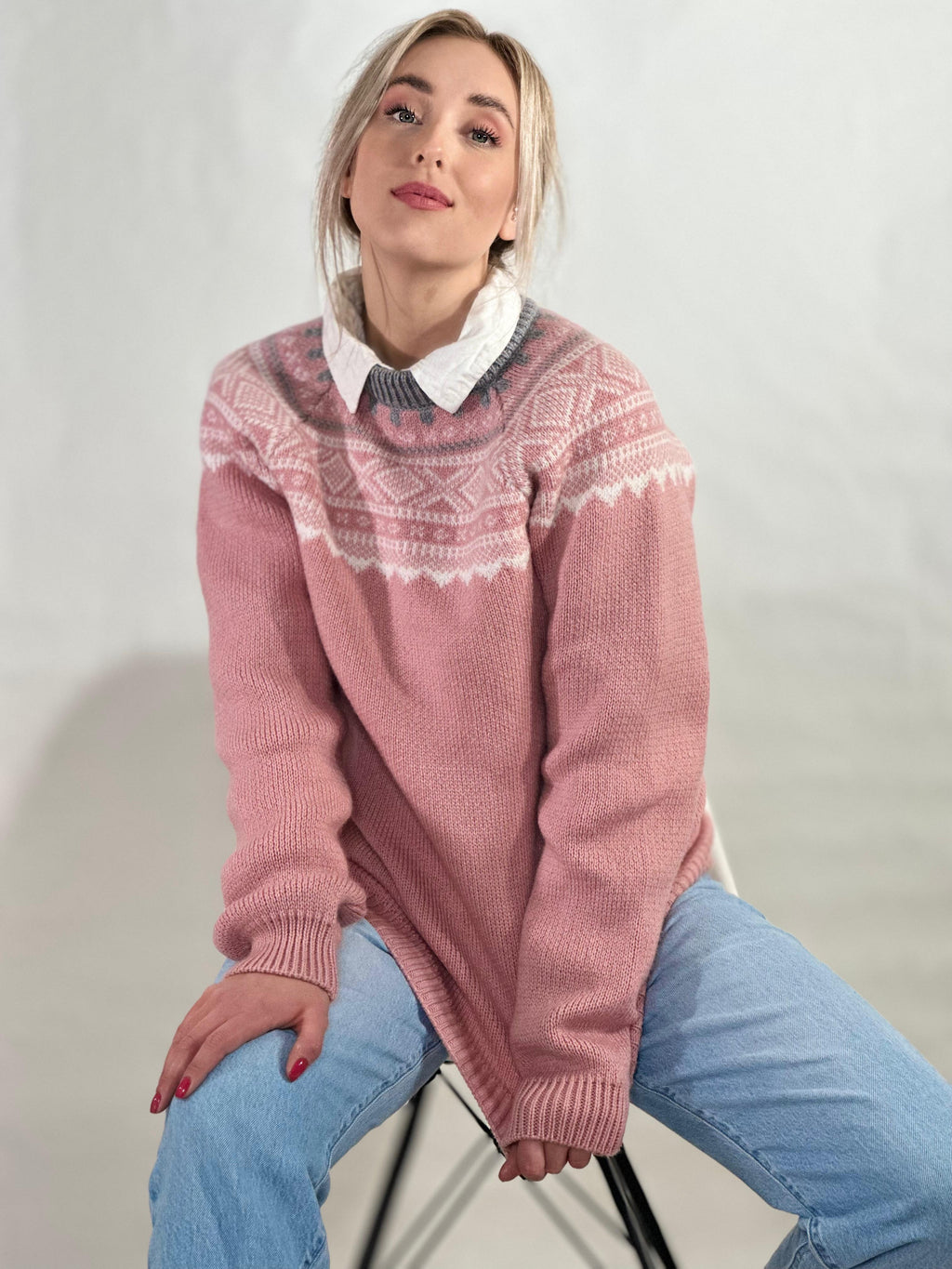 Alpakka genser i rosa